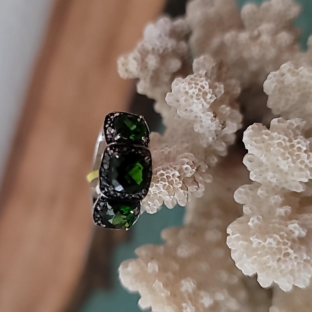 Russian Diopside & Diamond ring NWT size 7